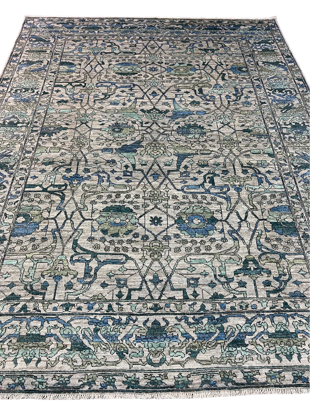 Grey, Teal &amp; Blue Floral Area Rug – 9’4” x 12’2”