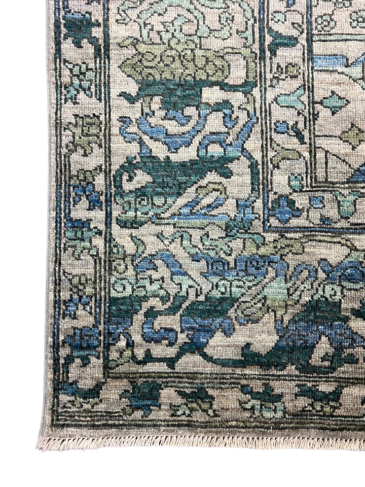 Grey, Teal &amp; Blue Floral Area Rug – 9’4” x 12’2”
