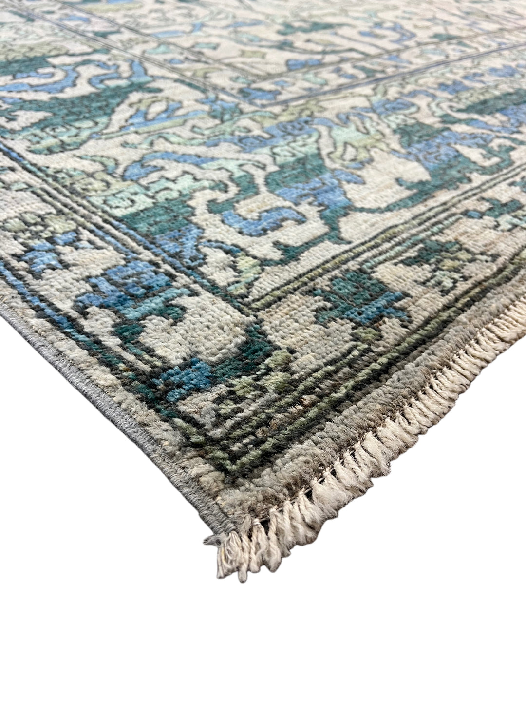 Grey, Teal &amp; Blue Floral Area Rug – 9’4” x 12’2”
