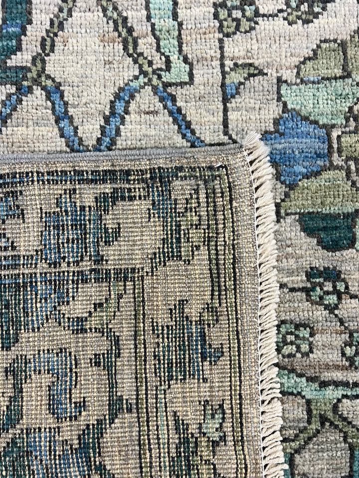Grey, Teal &amp; Blue Floral Area Rug – 9’4” x 12’2”