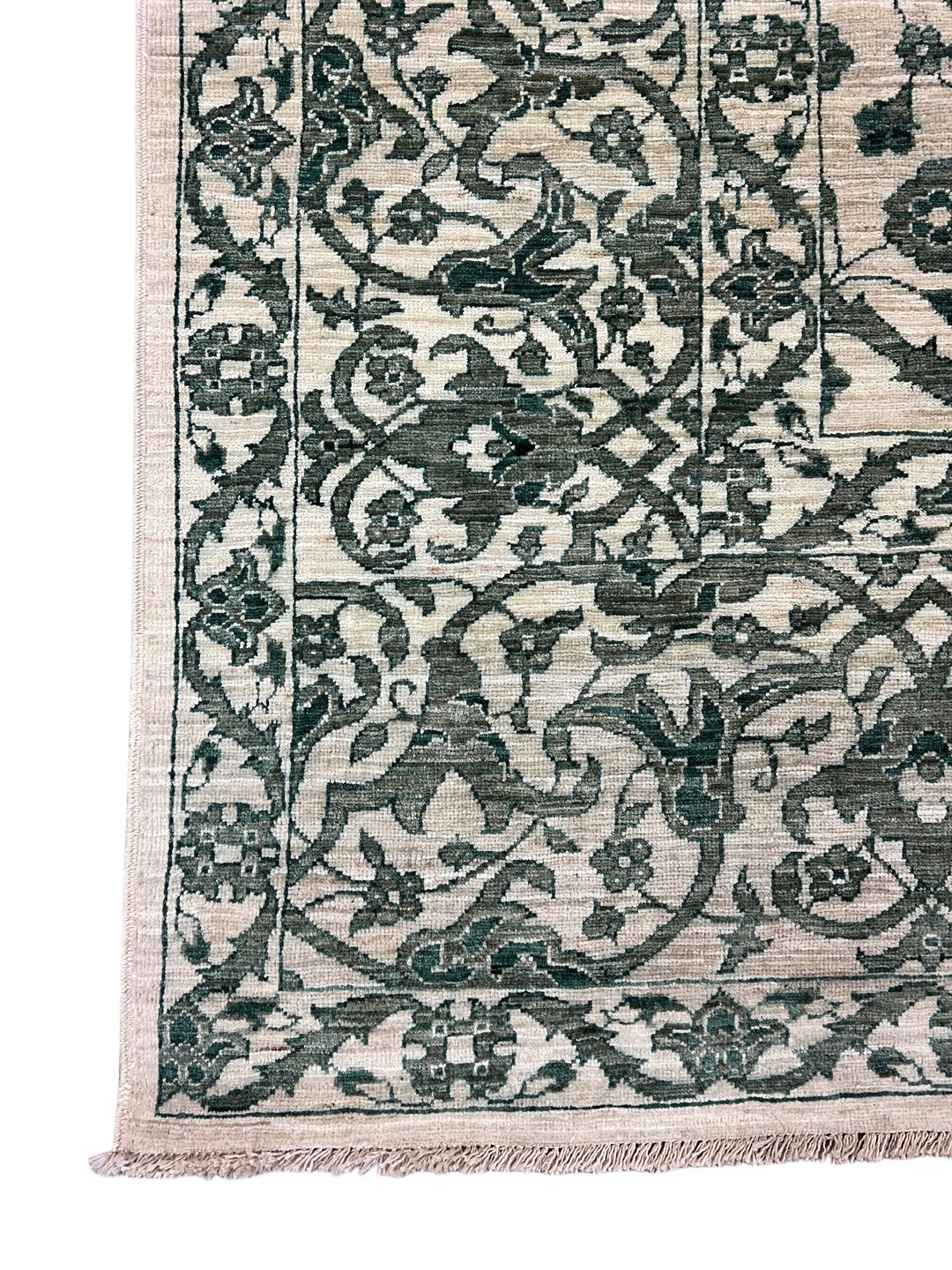 Ivory &amp; Deep Green Floral Area Rug – 9’0” x 12’2”