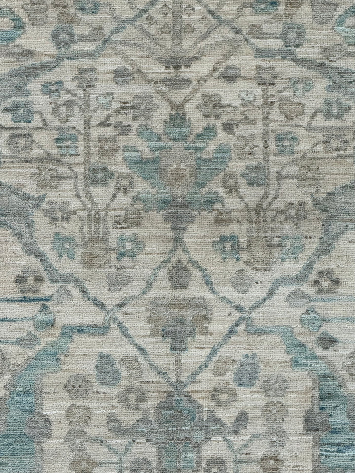 Ivory, Soft Grey &amp; Blue Floral Area Rug – 9’2” x 11’10”