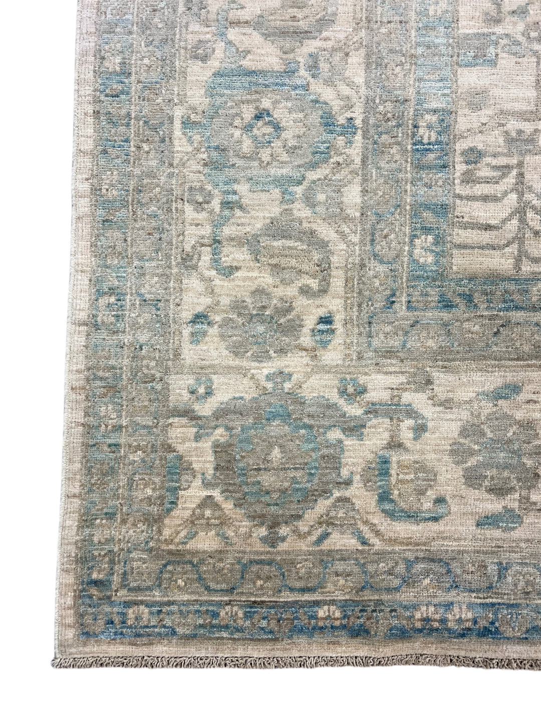 Ivory, Soft Grey &amp; Blue Floral Area Rug – 9’2” x 11’10”