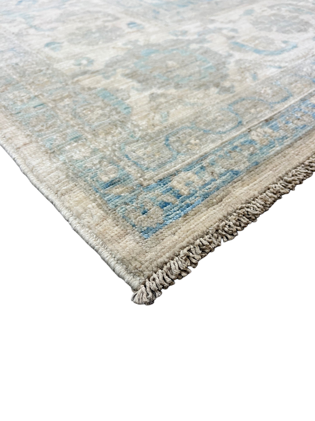 Ivory, Soft Grey &amp; Blue Floral Area Rug – 9’2” x 11’10”