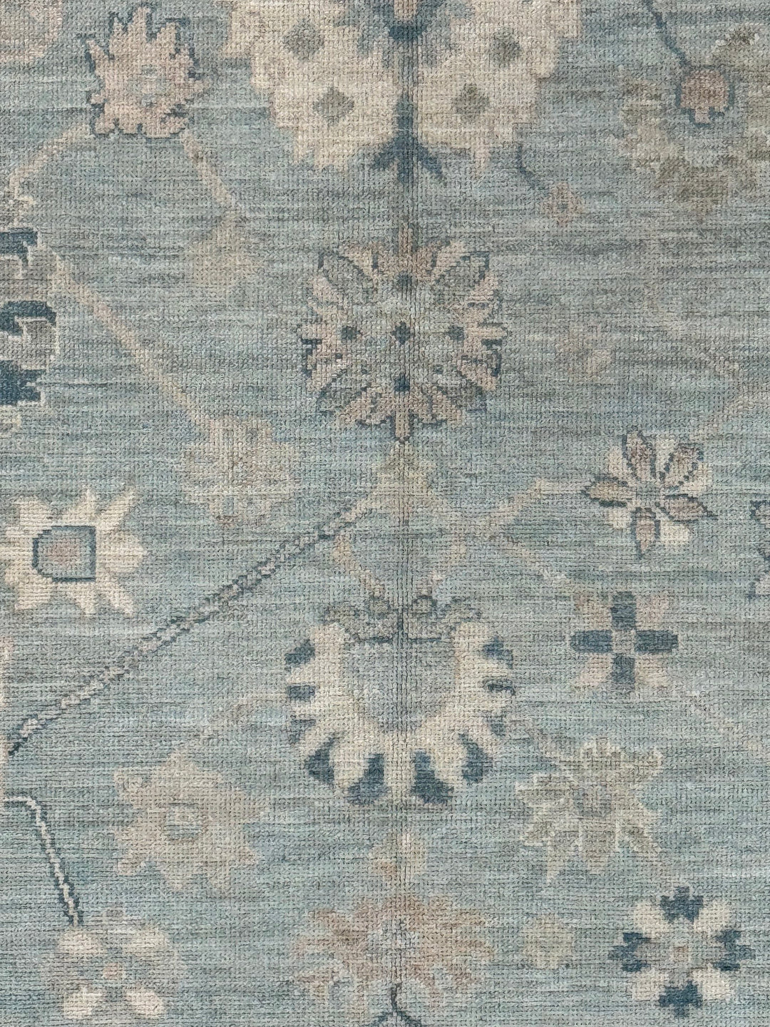 Soft Blue, Ivory &amp; Taupe Oushak Style Area Rug – 9’0” x 12’0”