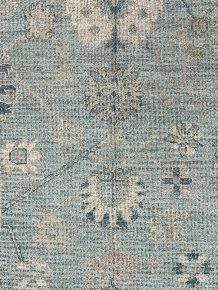 Soft Blue, Ivory &amp; Taupe Oushak Style Area Rug – 9’0” x 12’0”