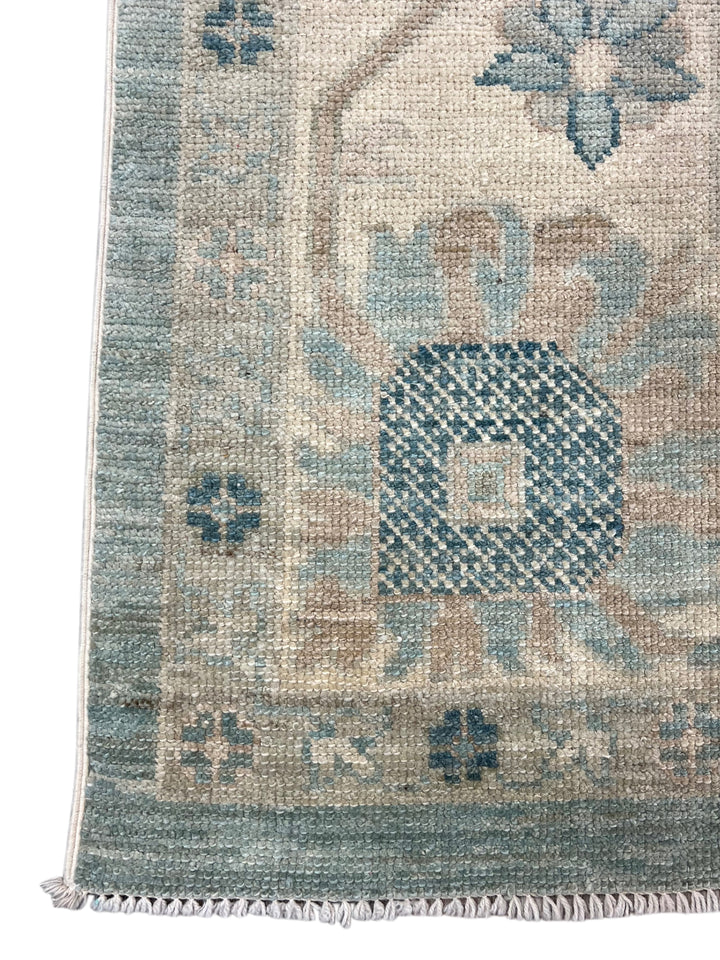 Soft Blue, Ivory &amp; Taupe Oushak Style Area Rug – 9’0” x 12’0”