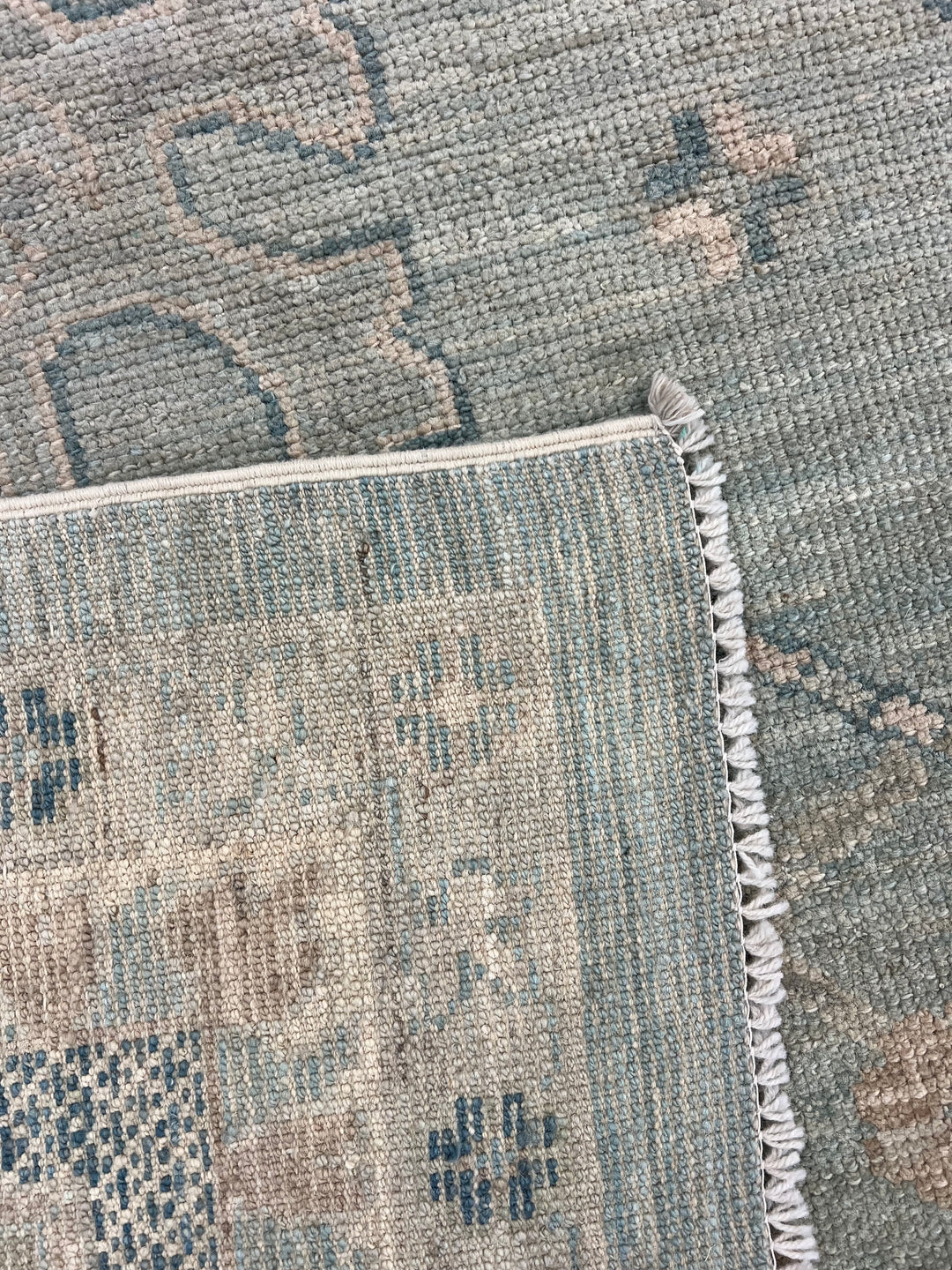 Soft Blue, Ivory &amp; Taupe Oushak Style Area Rug – 9’0” x 12’0”