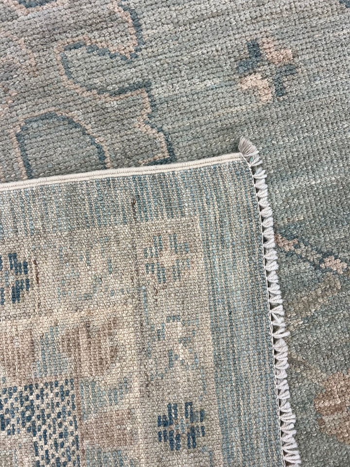 Soft Blue, Ivory &amp; Taupe Oushak Style Area Rug – 9’0” x 12’0”