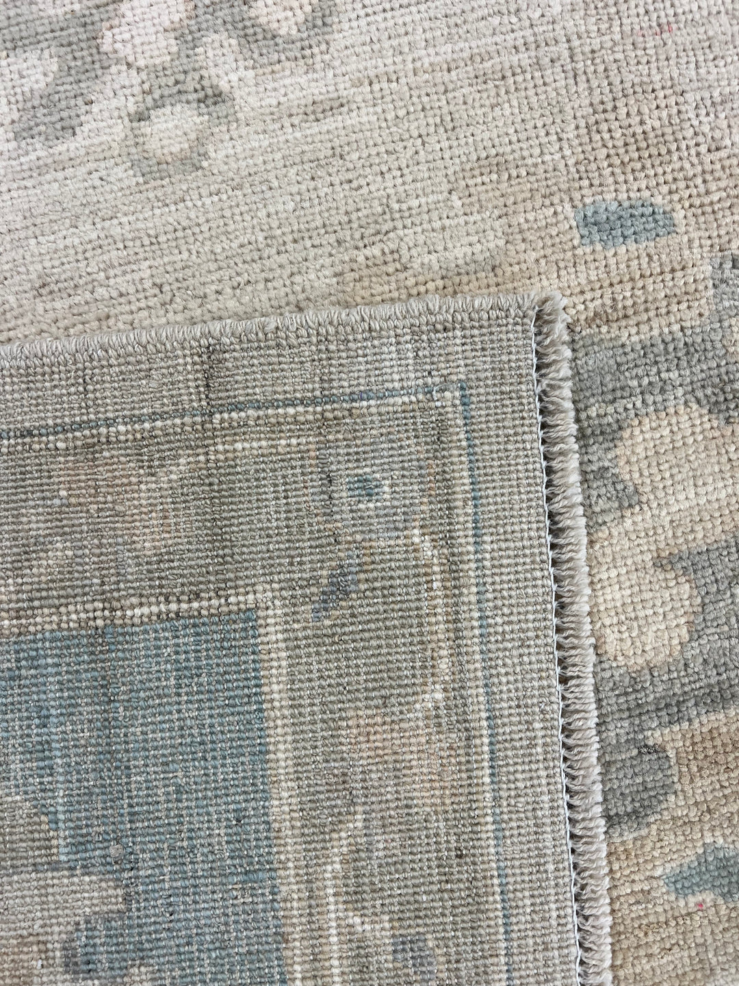 Ivory, Soft Blue &amp; Taupe Oushak Style Area Rug – 8’10” x 11’8”