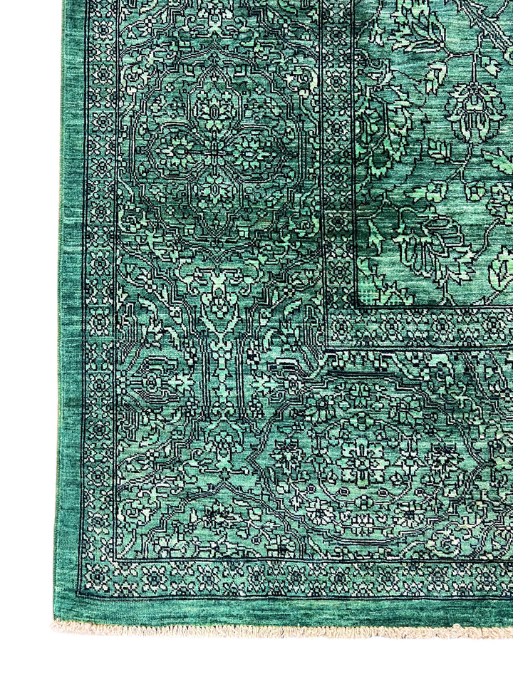 Emerald Green &amp; Black Traditional Floral Area Rug – 9’0” x 11’7”