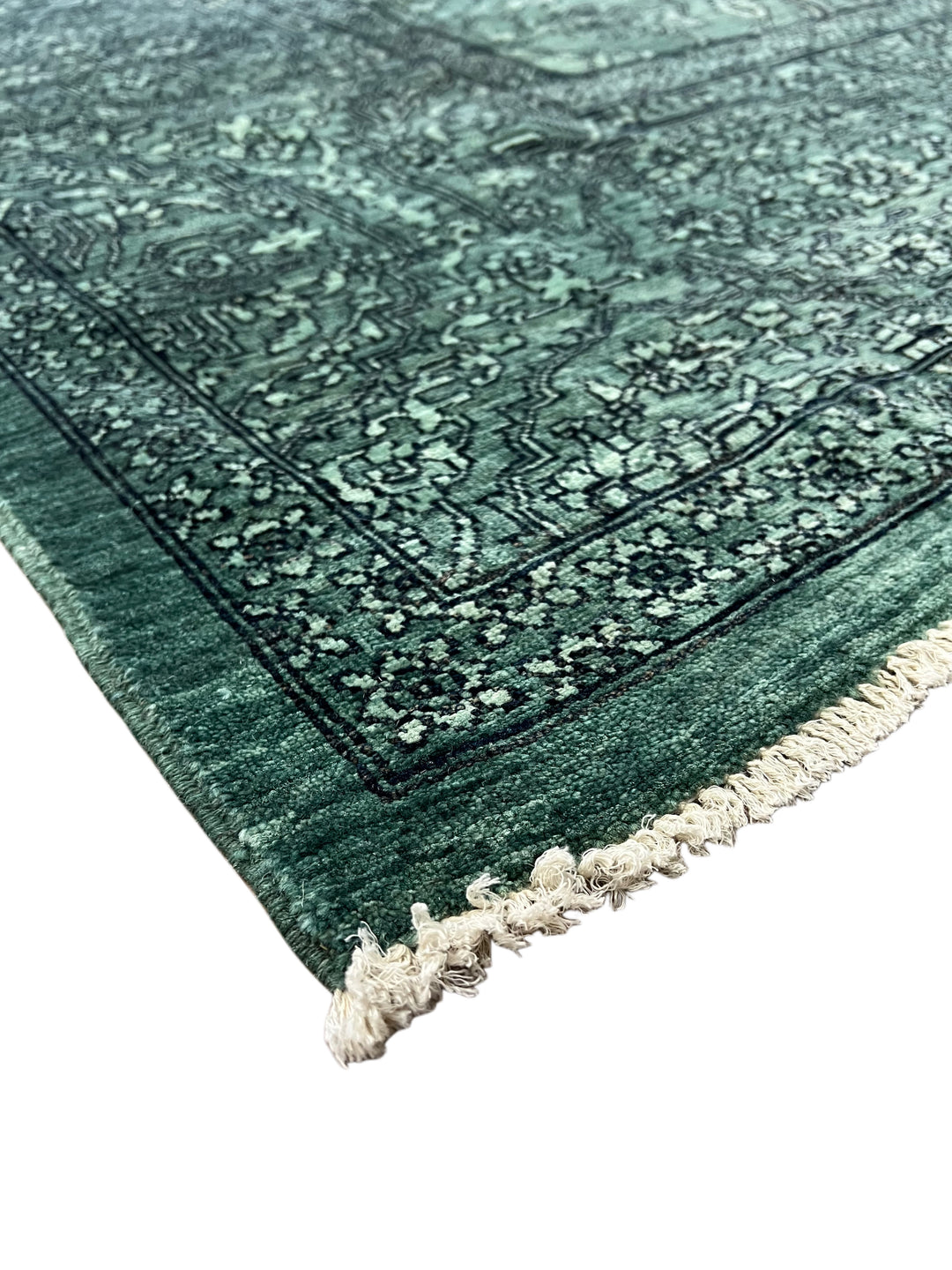 Emerald Green &amp; Black Traditional Floral Area Rug – 9’0” x 11’7”