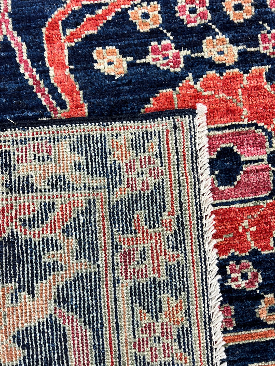 Deep Navy, Rust &amp; Red Traditional Floral Area Rug – 9’2” x 11’11”