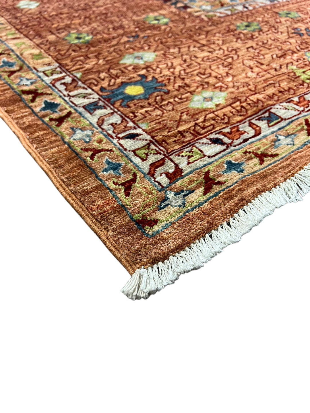 Terracotta, Burgundy &amp; Green Mamluk Style Area Rug – 9’3” x 12’0”