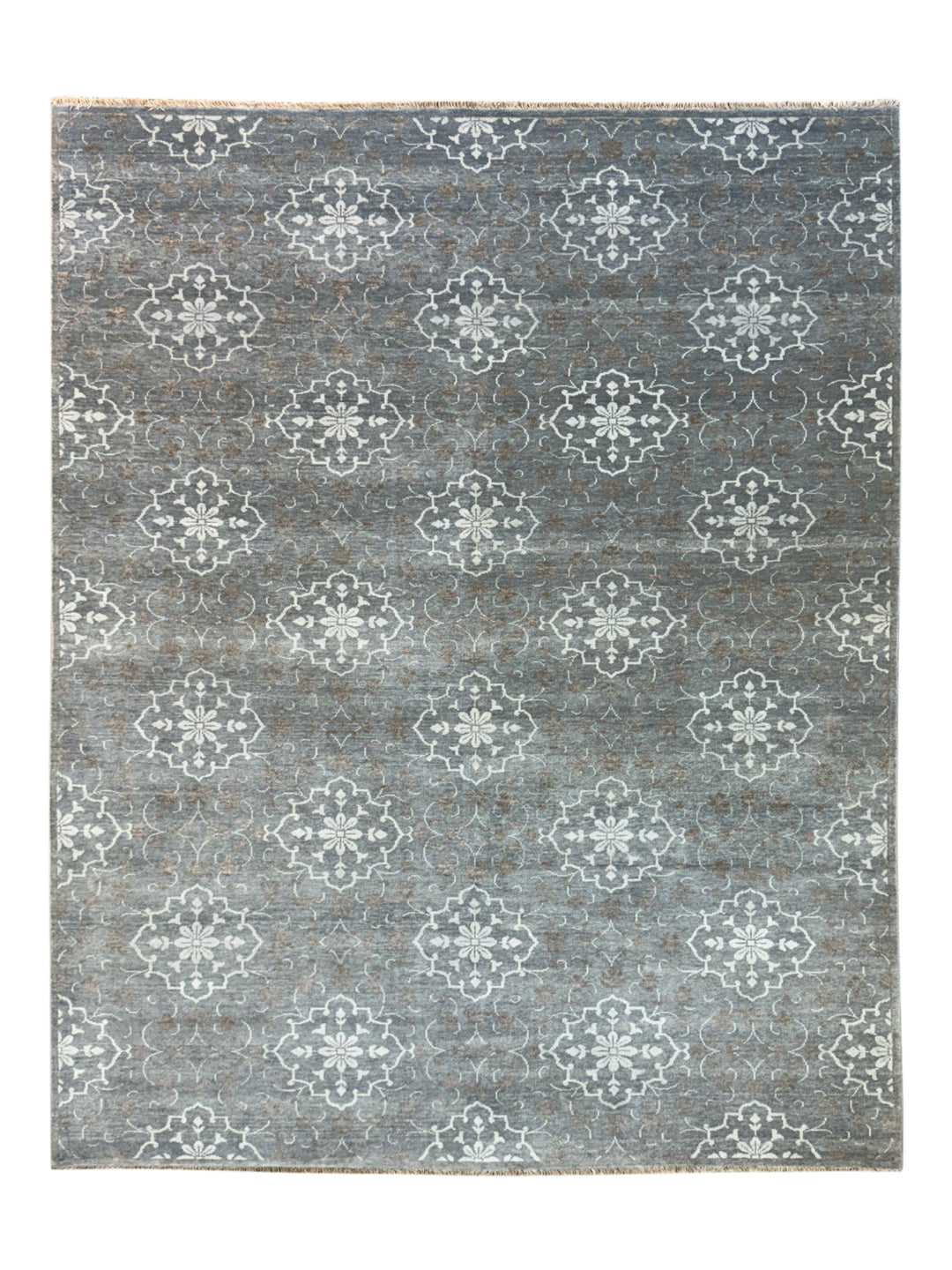 Grey Blue, Ivory &amp; Taupe Transitional Floral Area Rug – 8’1” x 10’1”