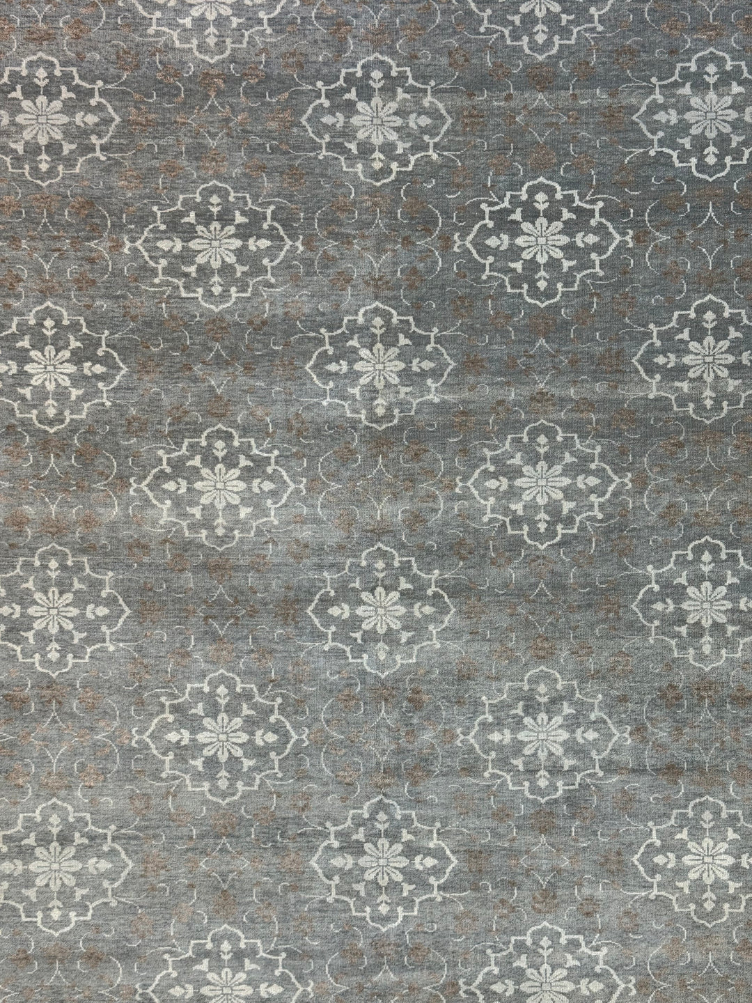 Grey Blue, Ivory &amp; Taupe Transitional Floral Area Rug – 8’1” x 10’1”