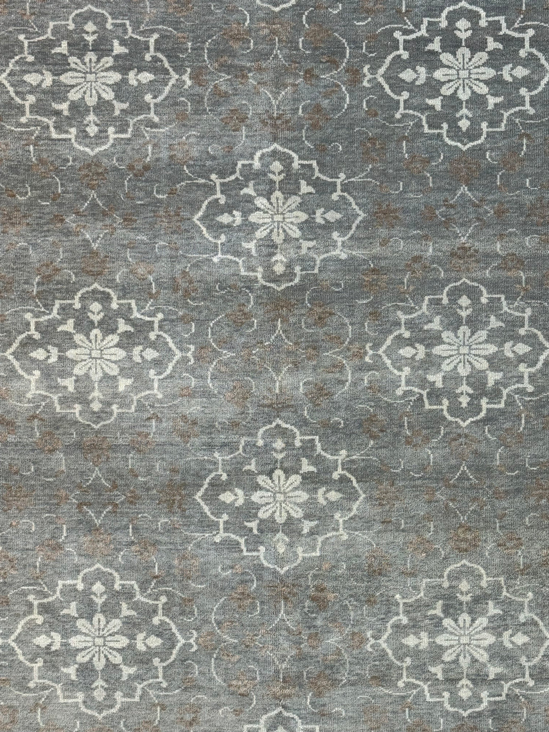 Grey Blue, Ivory &amp; Taupe Transitional Floral Area Rug – 8’1” x 10’1”