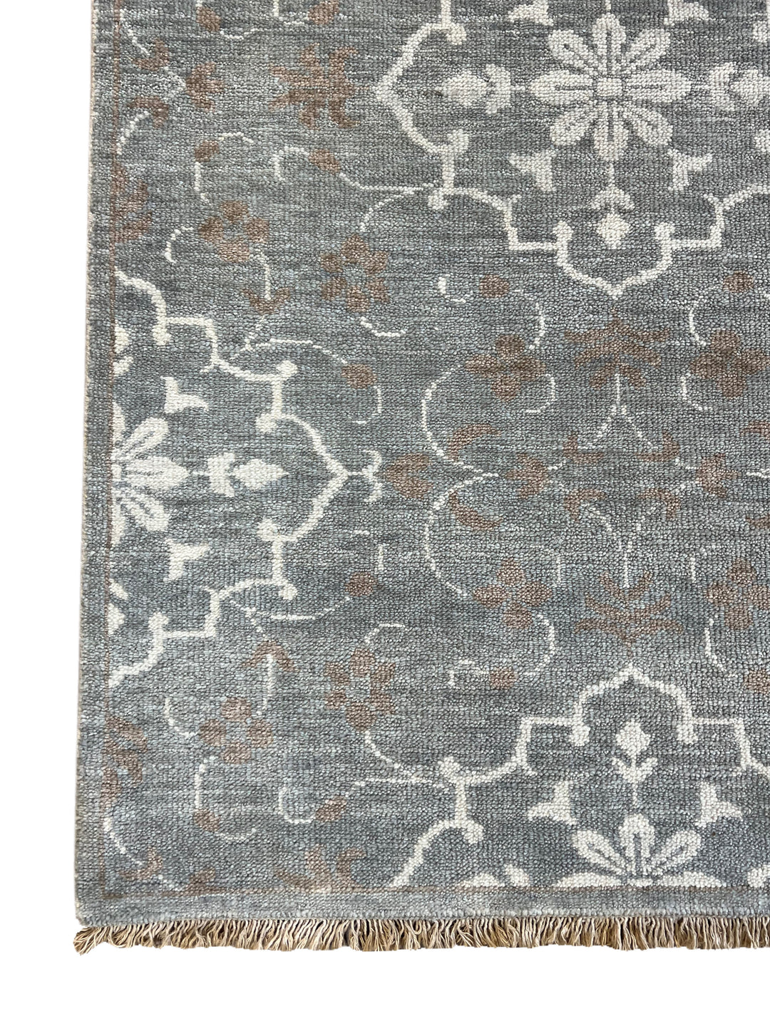 Grey Blue, Ivory &amp; Taupe Transitional Floral Area Rug – 8’1” x 10’1”