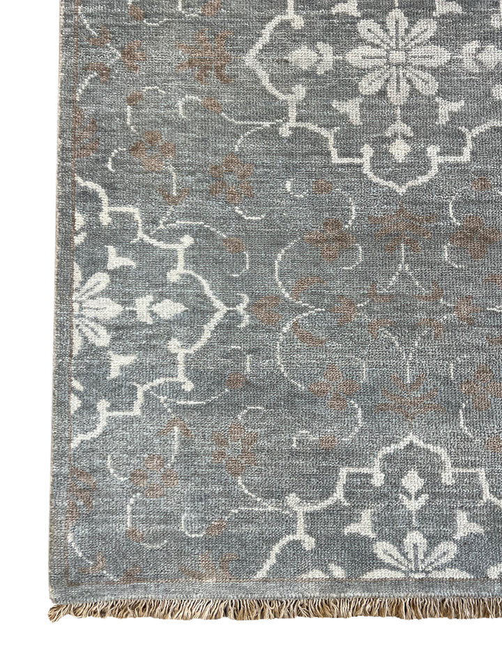Grey Blue, Ivory &amp; Taupe Transitional Floral Area Rug – 8’1” x 10’1”