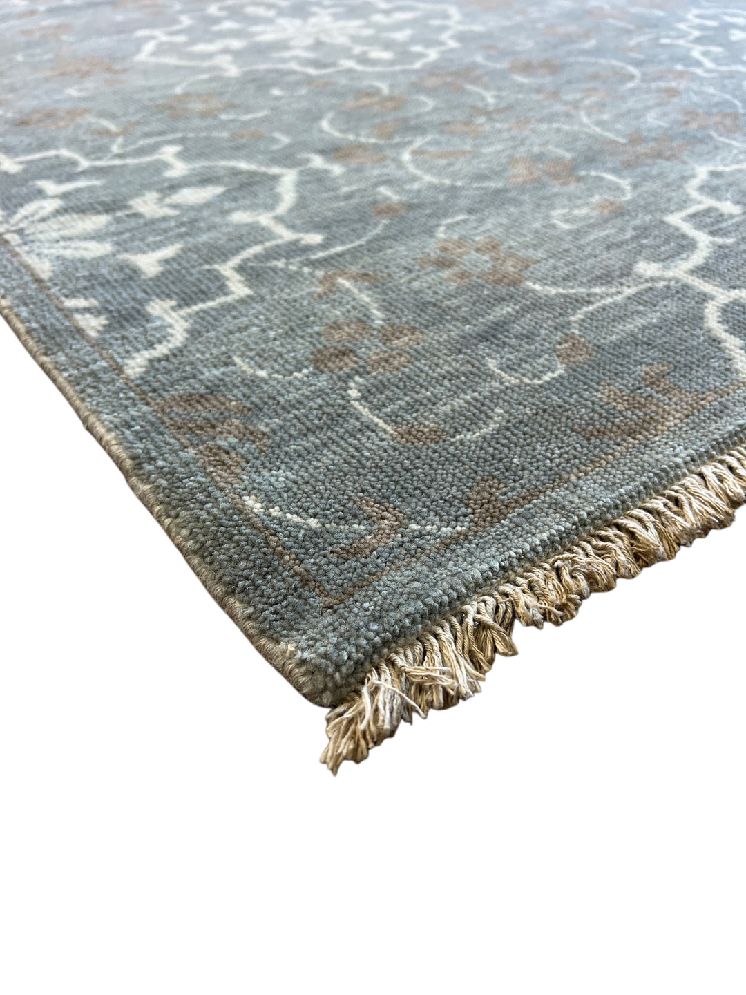Grey Blue, Ivory &amp; Taupe Transitional Floral Area Rug – 8’1” x 10’1”
