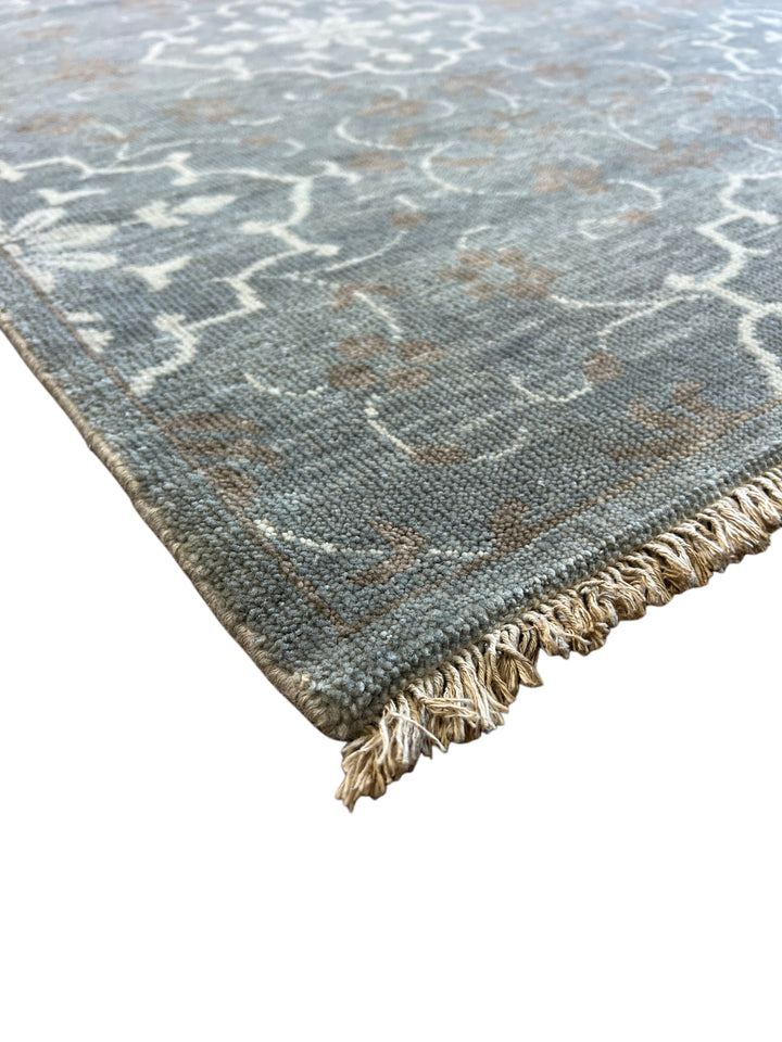 Grey Blue, Ivory &amp; Taupe Transitional Floral Area Rug – 8’1” x 10’1”