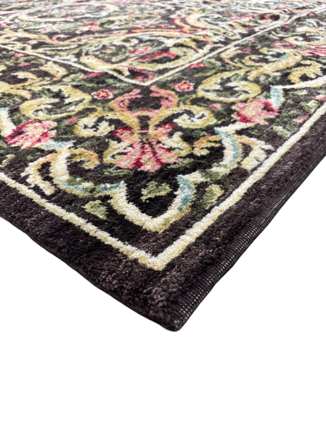 European Aubusson Style Wool Rug – Charcoal Floral Design – 10’0” x 13’4”