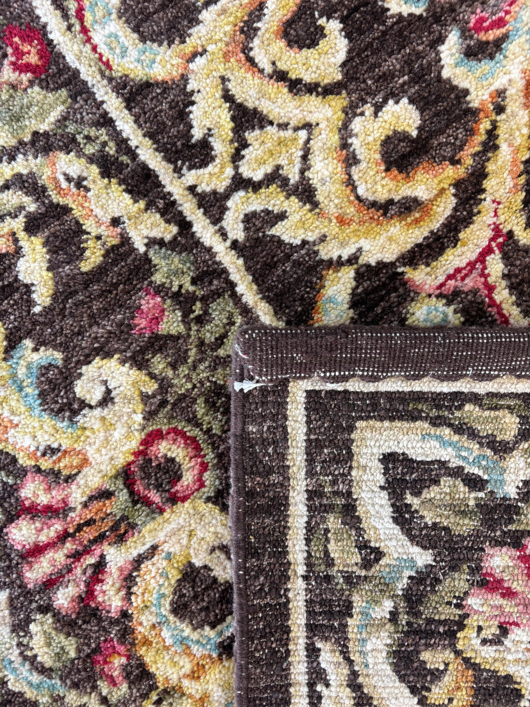 European Aubusson Style Wool Rug – Charcoal Floral Design – 10’0” x 13’4”
