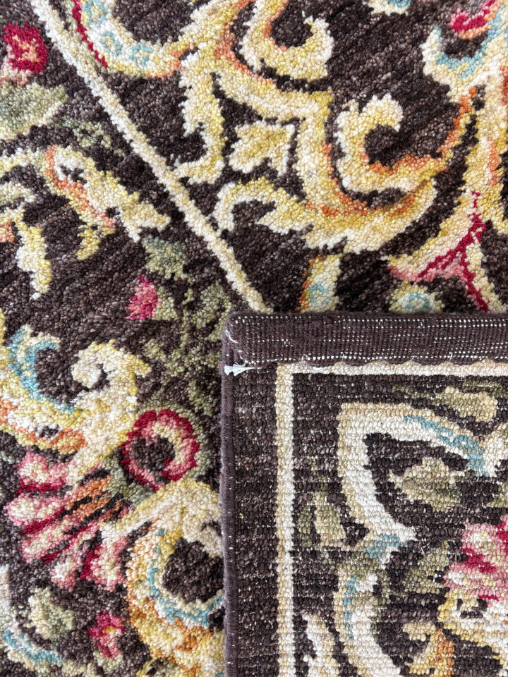 European Aubusson Style Wool Rug – Charcoal Floral Design – 10’0” x 13’4”