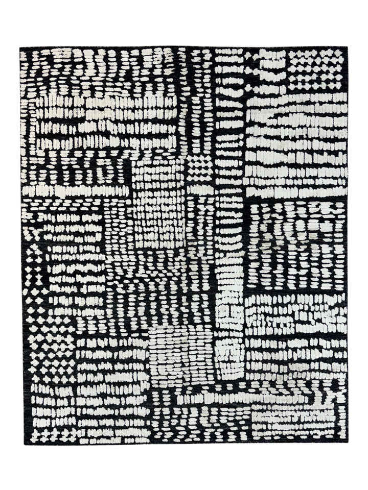 Black &amp; Ivory Abstract Textured Contemporary Area Rug – 8’2” x 10’0”