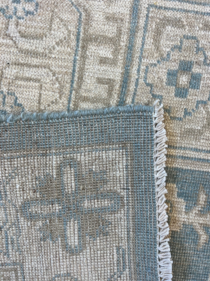 Soft Blue &amp; Taupe Geometric Medallion Area Rug – 8’2” x 9’11”
