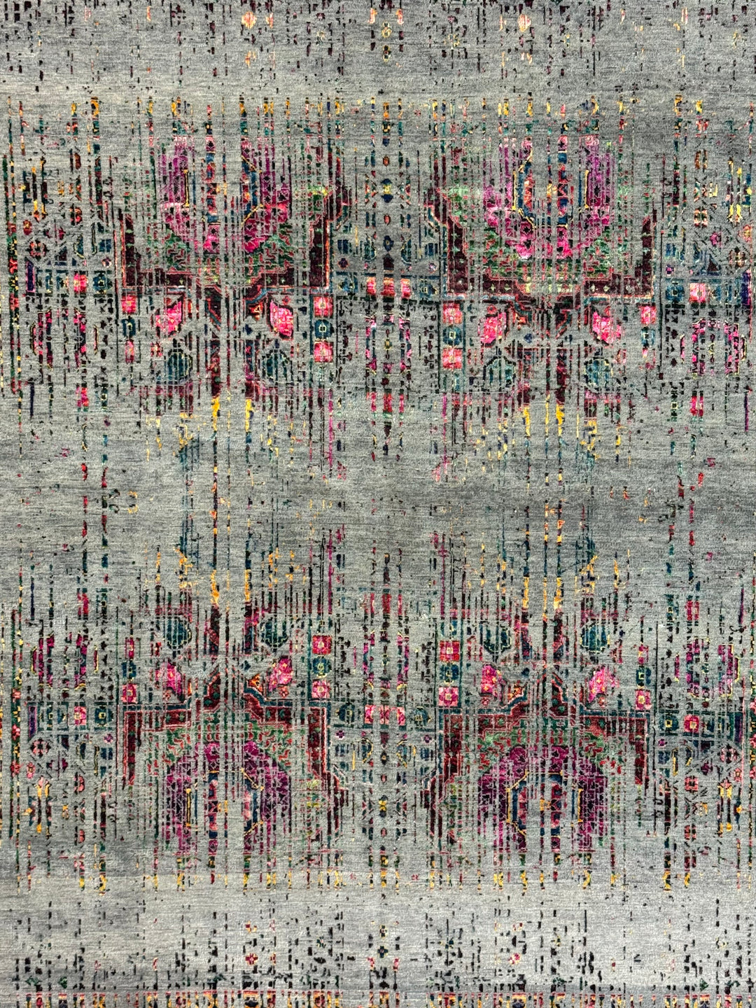 Green-Grey &amp; Multicolor Abstract Distressed Square Area Rug – 8’ x 8’