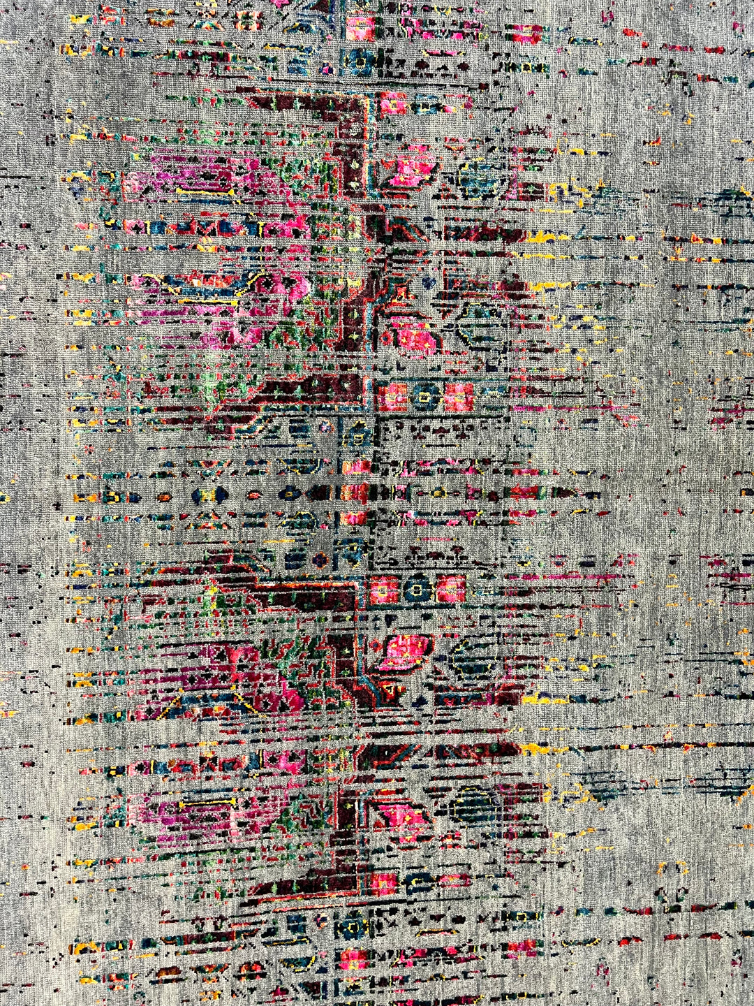 Grey-Green &amp; Multicolor Abstract Distressed Square Area Rug – 8’ x 8’