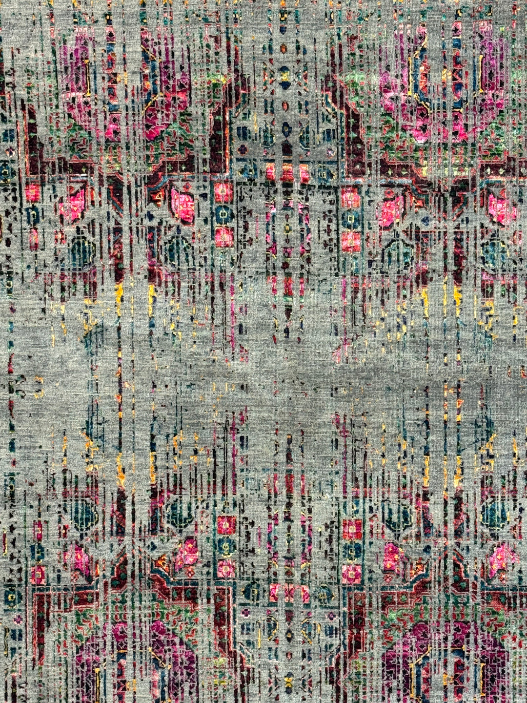 Green-Grey &amp; Multicolor Abstract Distressed Square Area Rug – 8’ x 8’
