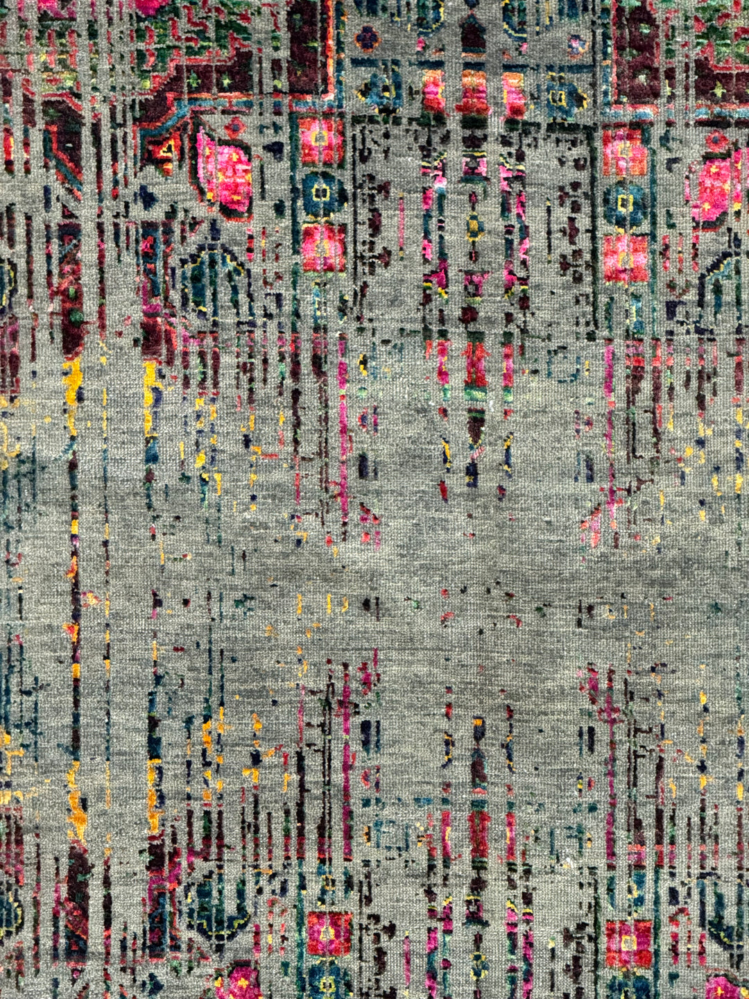 Grey-Green &amp; Multicolor Abstract Distressed Square Area Rug – 8’ x 8’