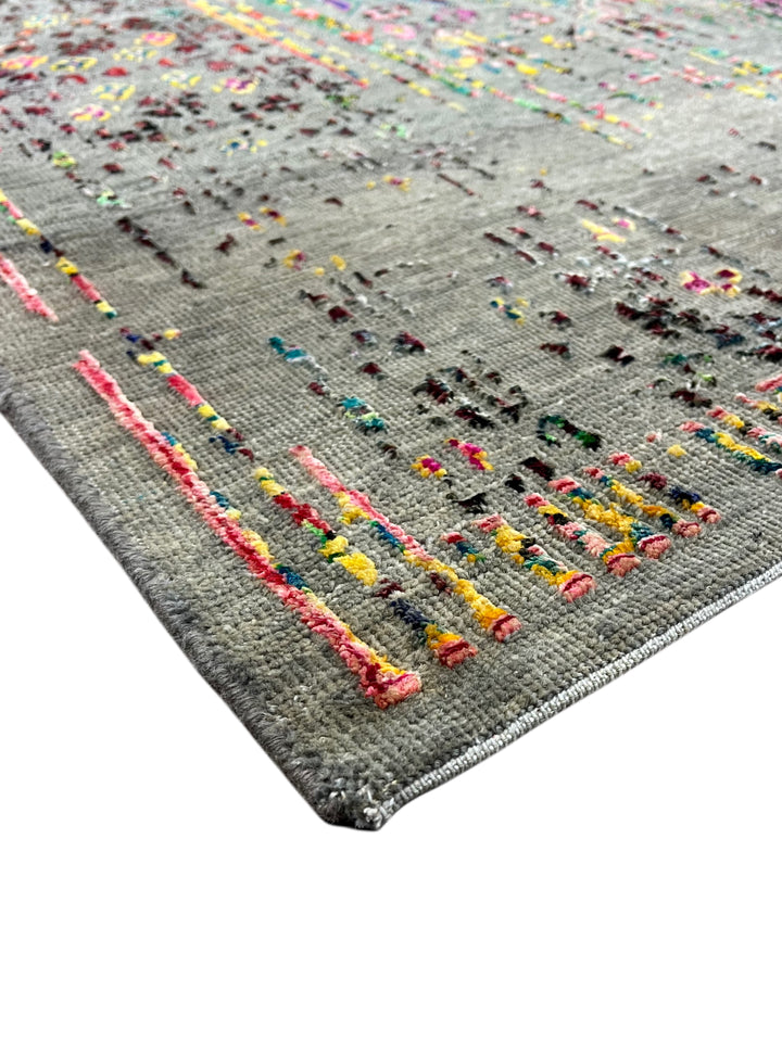 Grey-Green &amp; Multicolor Abstract Distressed Square Area Rug – 8’ x 8’