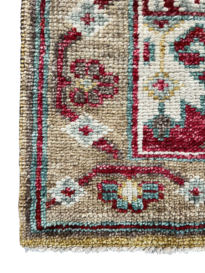 Rich Red &amp; Soft Blue Floral Geometric Area Rug – 7’9” x 10’0”