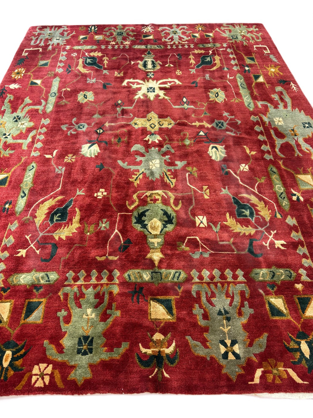 Tibetan Wool Rug – Contemporary Art Deco Design – 9’9” x 13’9”