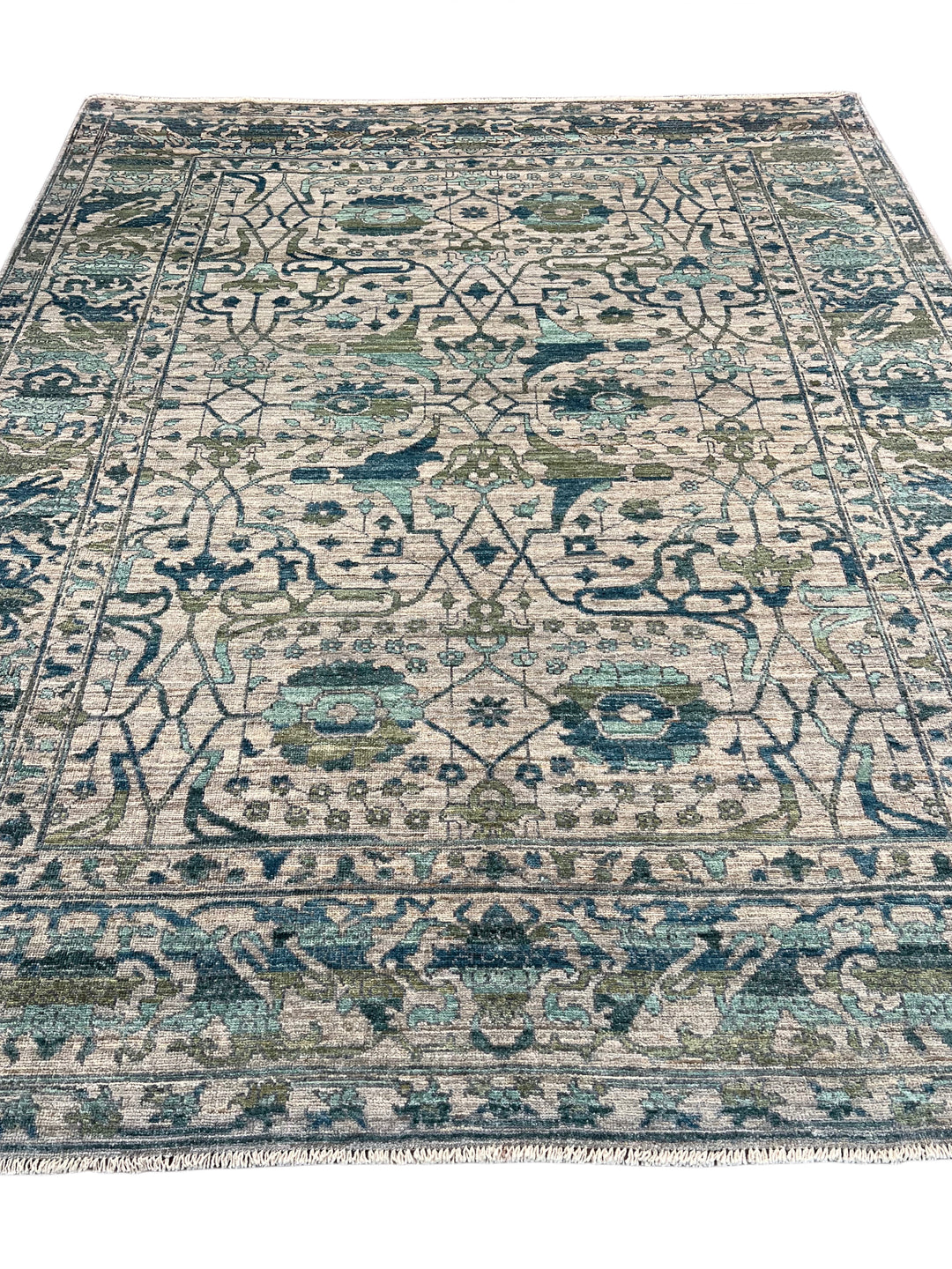 Grey, Teal &amp; Blue Floral Geometric Area Rug – 8’4” x 10’4”