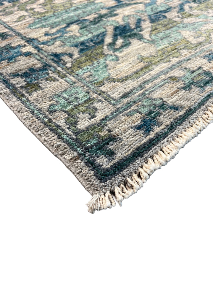 Grey, Teal &amp; Blue Floral Geometric Area Rug – 8’4” x 10’4”