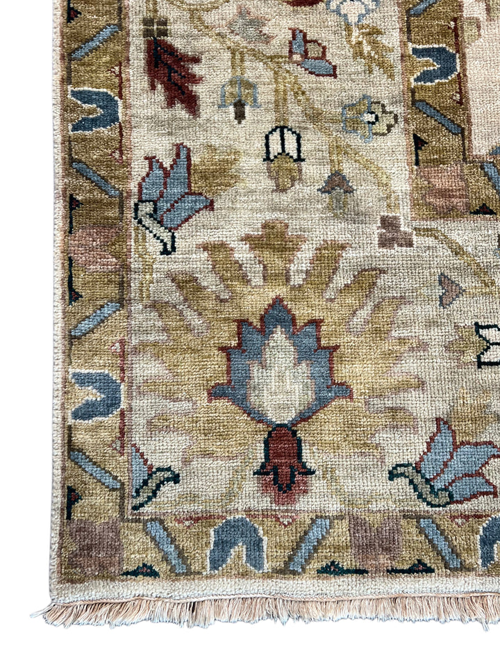 Ivory &amp; Soft Blue Square Indian Agra Style Rug – 9’11” x 10’2”