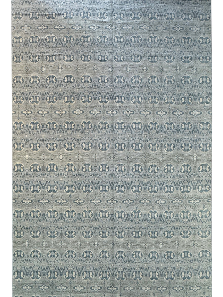 Blue Grey &amp; Ivory Oversized Transitional Rug – 12’1” x 24’2”