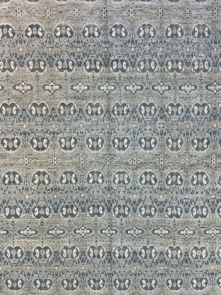 Blue Grey &amp; Ivory Oversized Transitional Rug – 12’1” x 24’2”