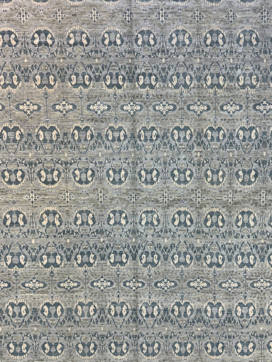 Blue Grey & Ivory Oversized Transitional Rug – 12’1” x 24’2”