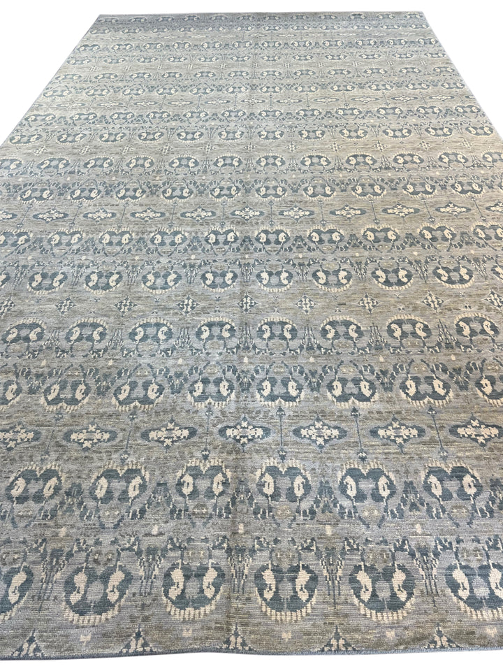 Blue Grey &amp; Ivory Oversized Transitional Rug – 12’1” x 24’2”
