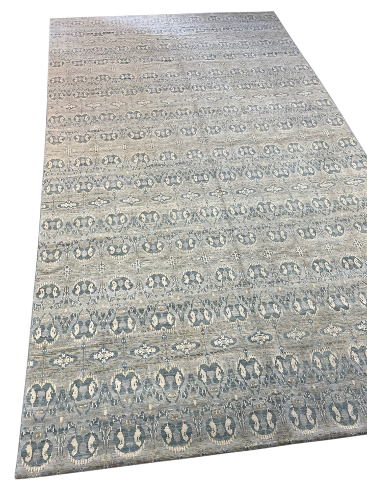 Blue Grey &amp; Ivory Oversized Transitional Rug – 12’1” x 24’2”