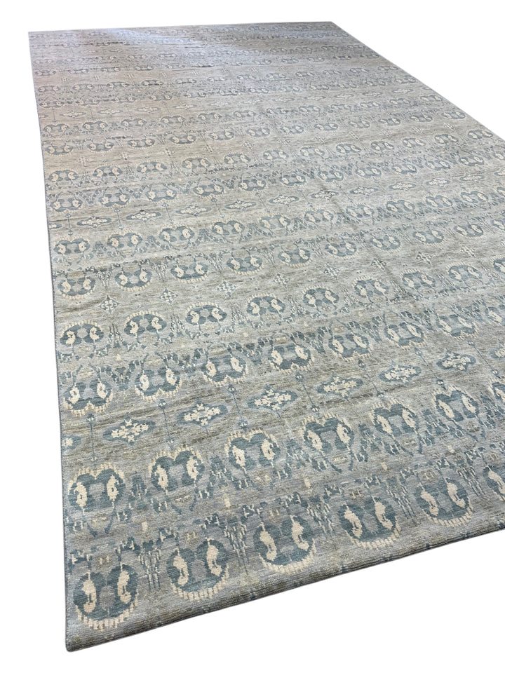 Blue Grey &amp; Ivory Oversized Transitional Rug – 12’1” x 24’2”