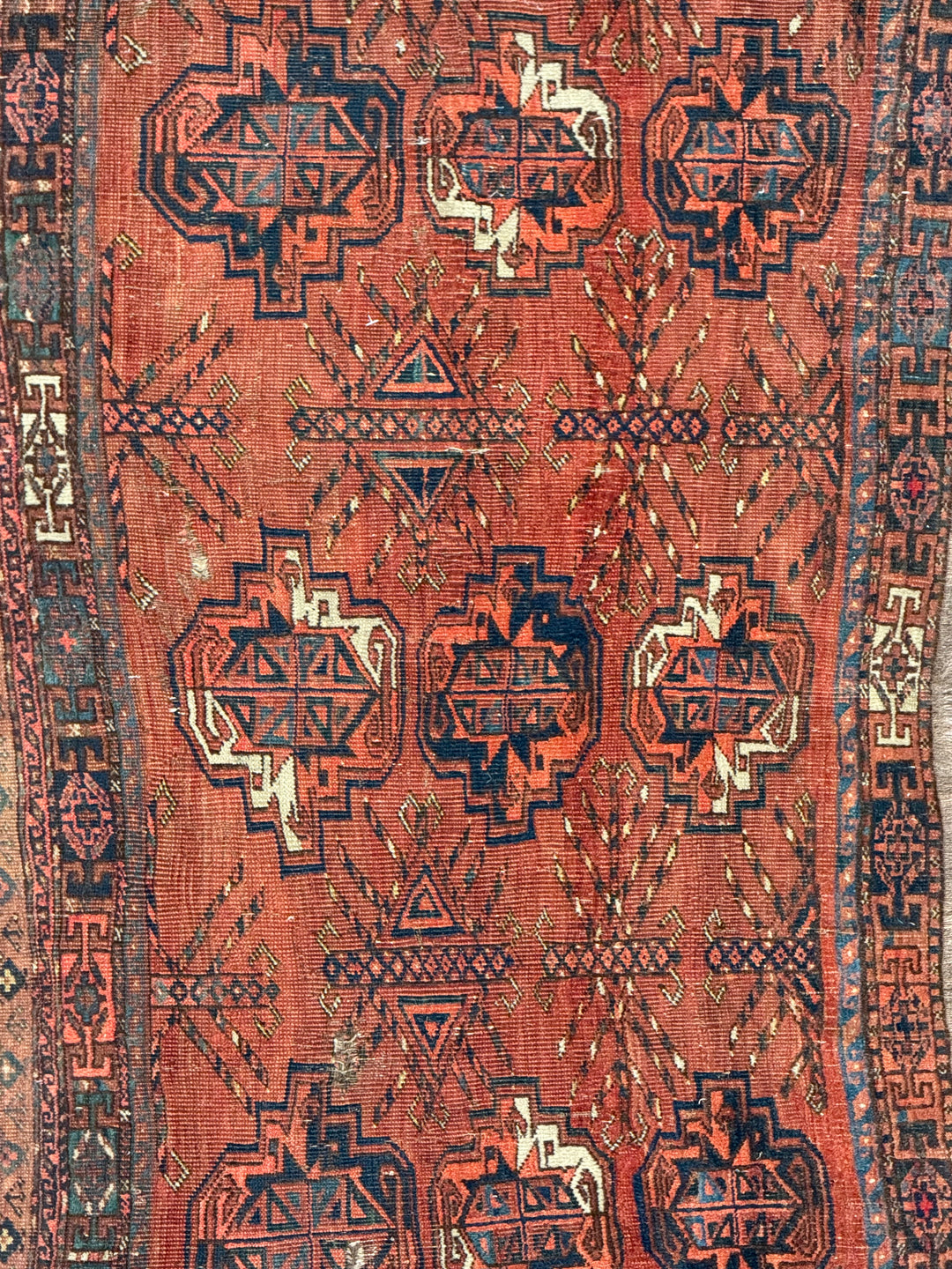 Antique Persian Bukhara Rug in Rust &amp; Deep Blue – Circa 1900 – 2’8” x 4’4”
