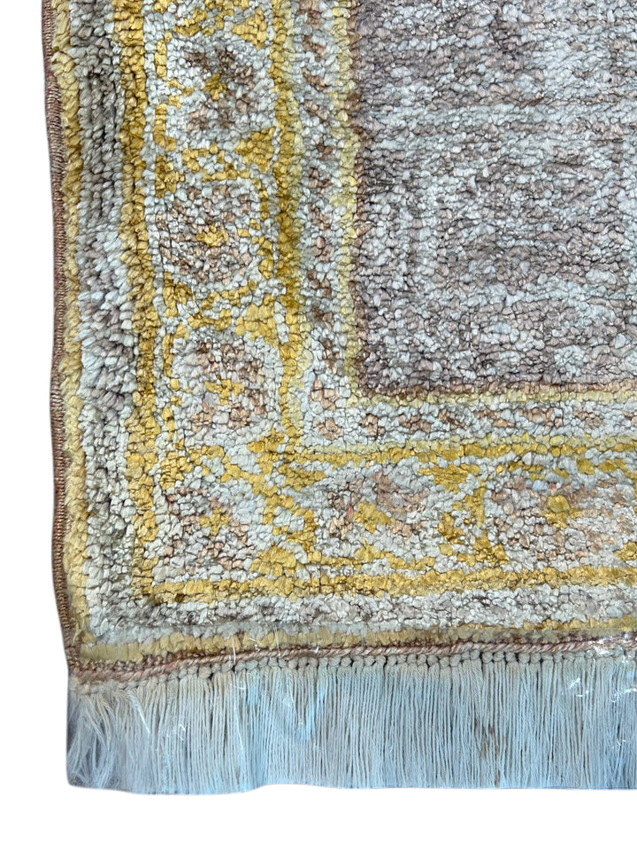 Blush, Champagne &amp; Ivory Vintage Turkish Silk Rug – Circa 1970 – 3’0” x 4’7”