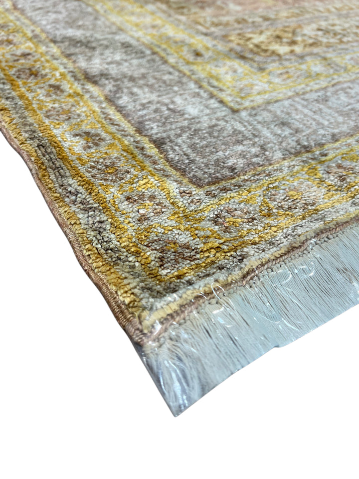 Blush, Champagne &amp; Ivory Vintage Turkish Silk Rug – Circa 1970 – 3’0” x 4’7”
