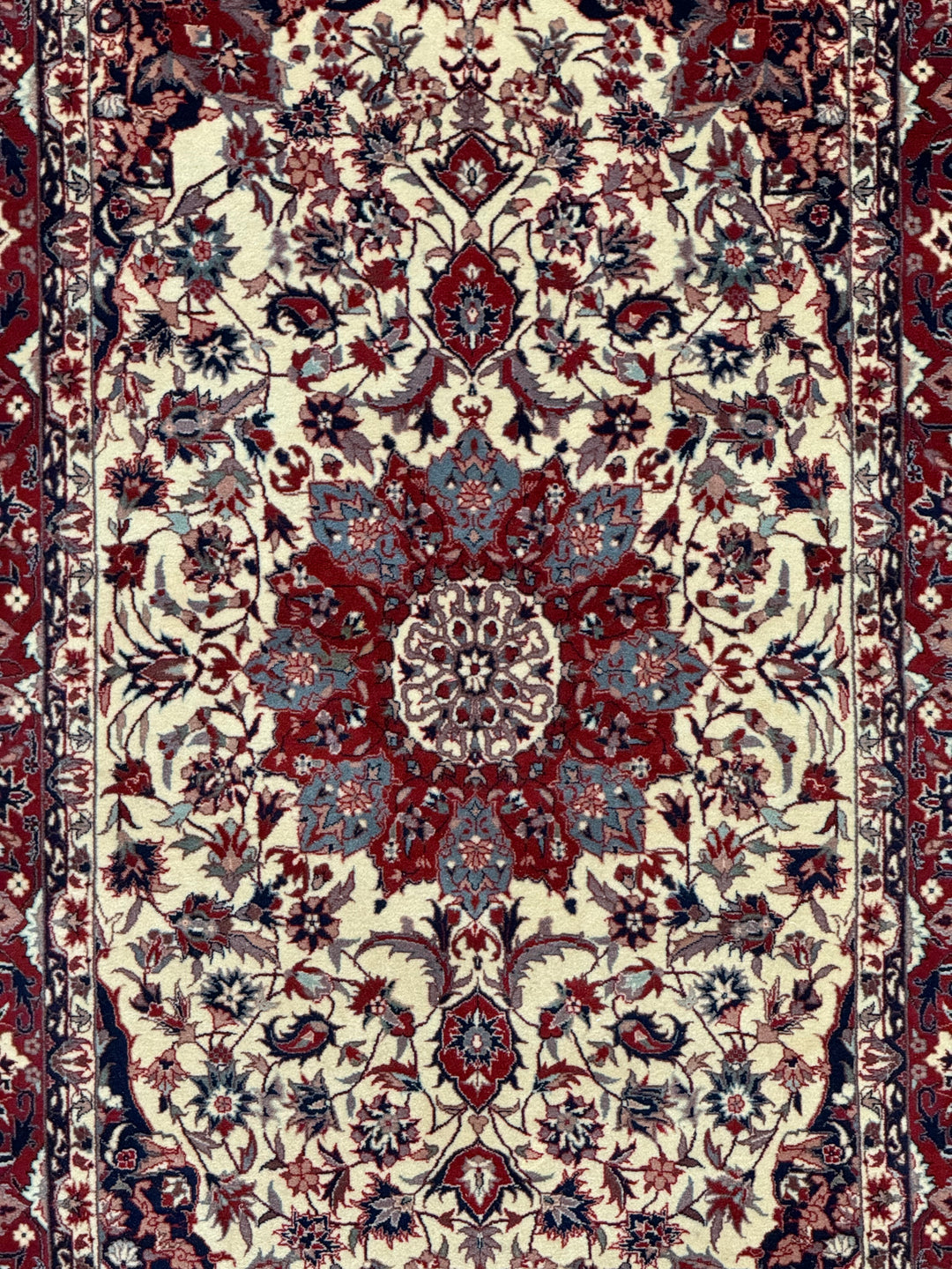Burgundy &amp; Ivory Vintage Chinese Tabriz Style Rug – Circa 1980 – 3’1” x 5’1”